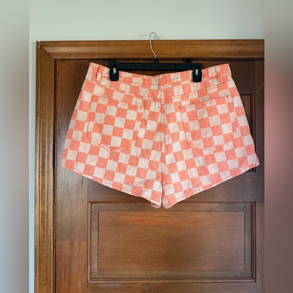 NASTY GAL Orange Checkerboard High Waist Shorts 🍑 - Picture 4 of 6